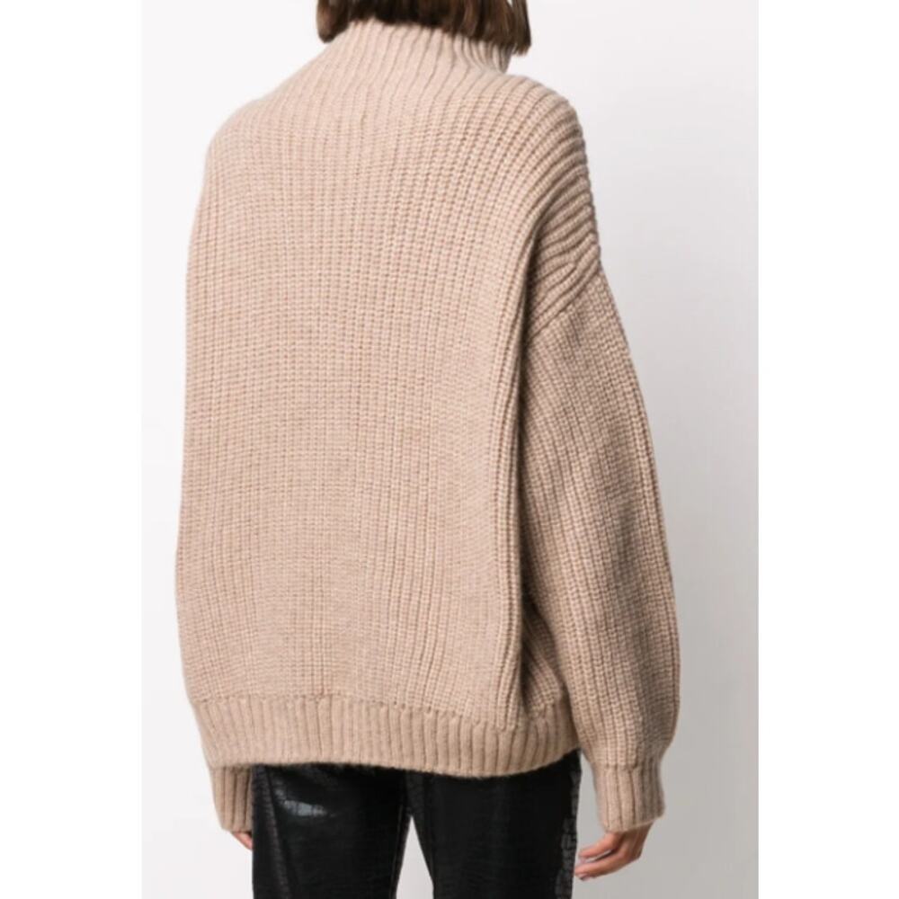 Anine Bing Sydney Turtleneck Sweater Tan Alpaca Wool Blend Ribbed Knit Small - Picture 3 of 7